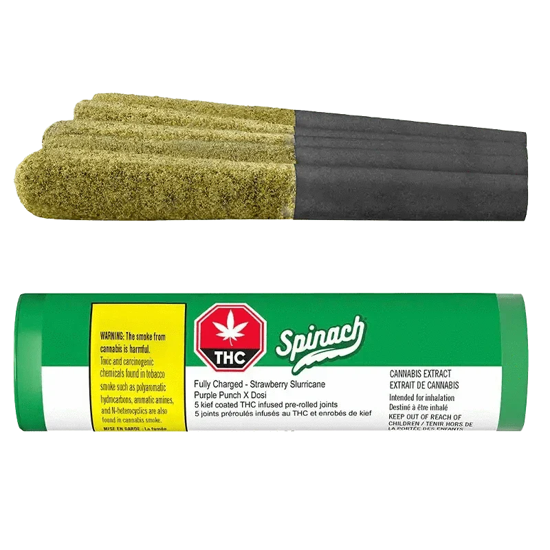Fully Charged Strawberry Slurricane Liquid Diamonds and Kief Coated By Spinach