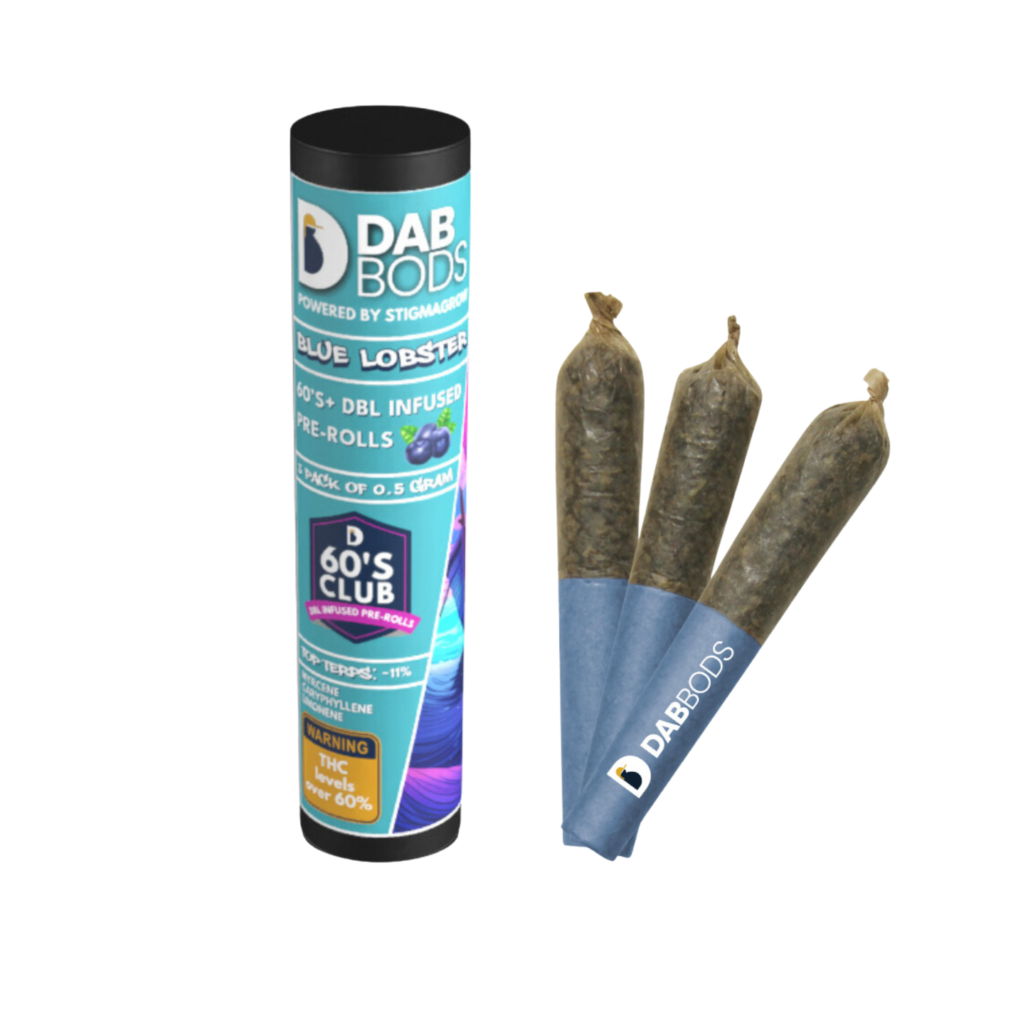 Blue Lobster 60's Diamonds And Resin Infused By Dab Bods