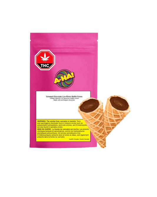 Caramel Chocolate Live Rosin Waffle Cones By A-Ha! (H)