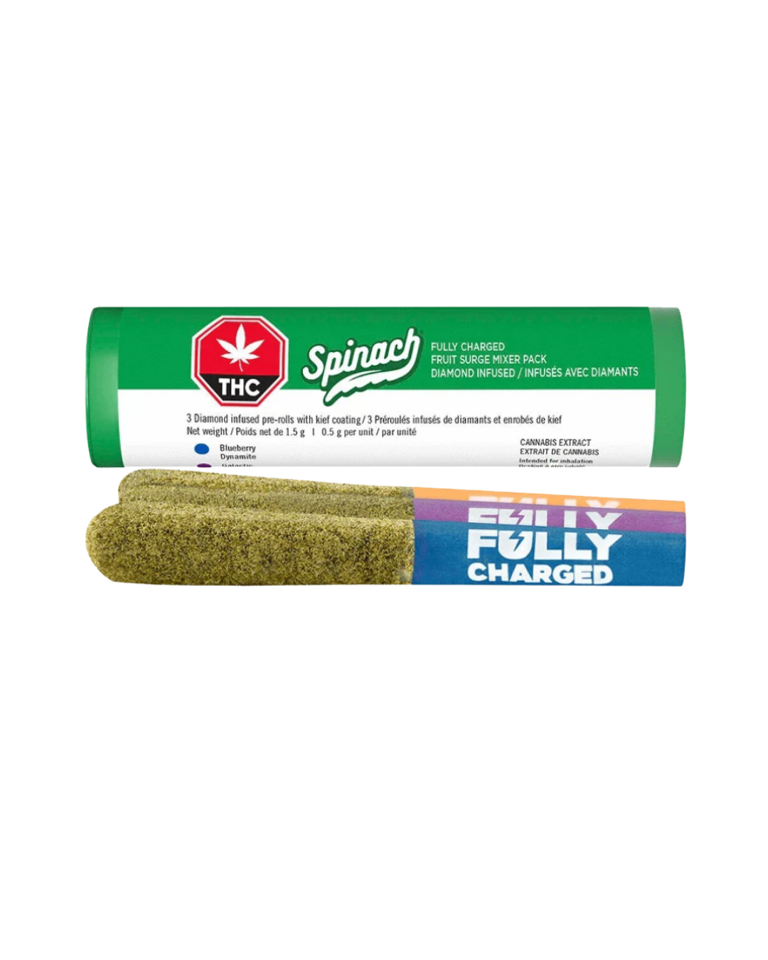 Fully Charged Fruit Surge Mixer Pack Distillate and Kief Coated By Spinach