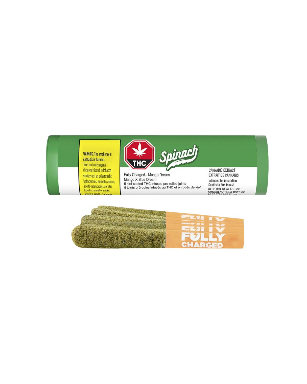 Fully Charged Mango Dream Distillate and Kief Coated By Spinach