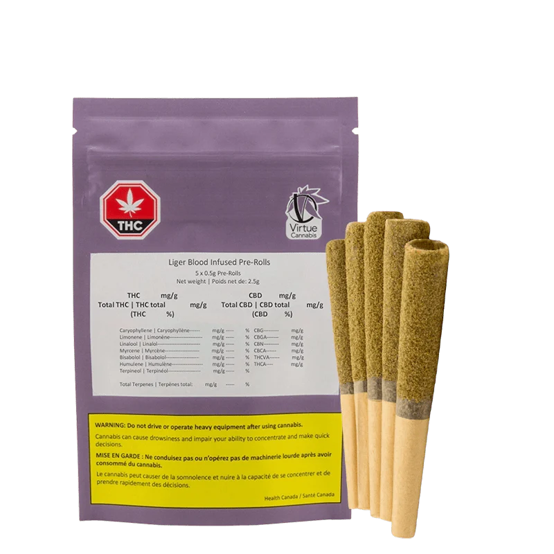 Liger Blood infused with blonde hash By Virtue Cannabis