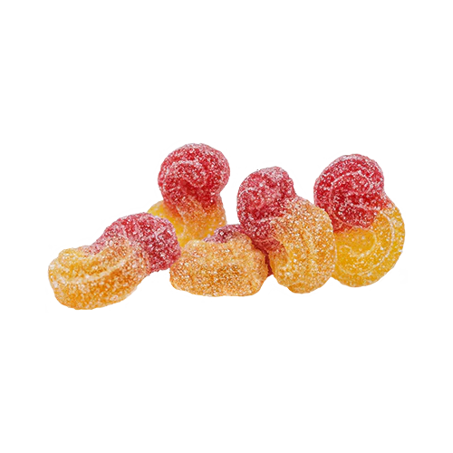 Strawberry Mango Gummies by Spinach Sourz (S).