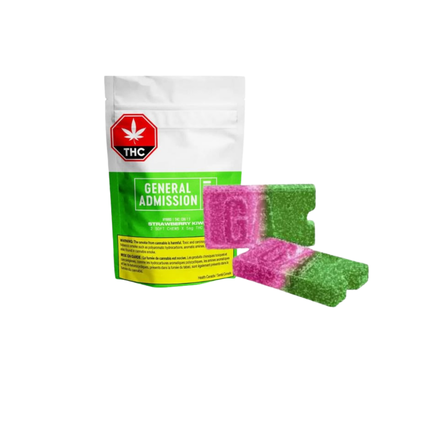 Strawberry Kiwi THC: CBG Soft Chew By Gen. Adm.