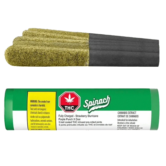 Fully Charged Strawberry Slurricane Liquid Diamonds and Kief Coated By Spinach