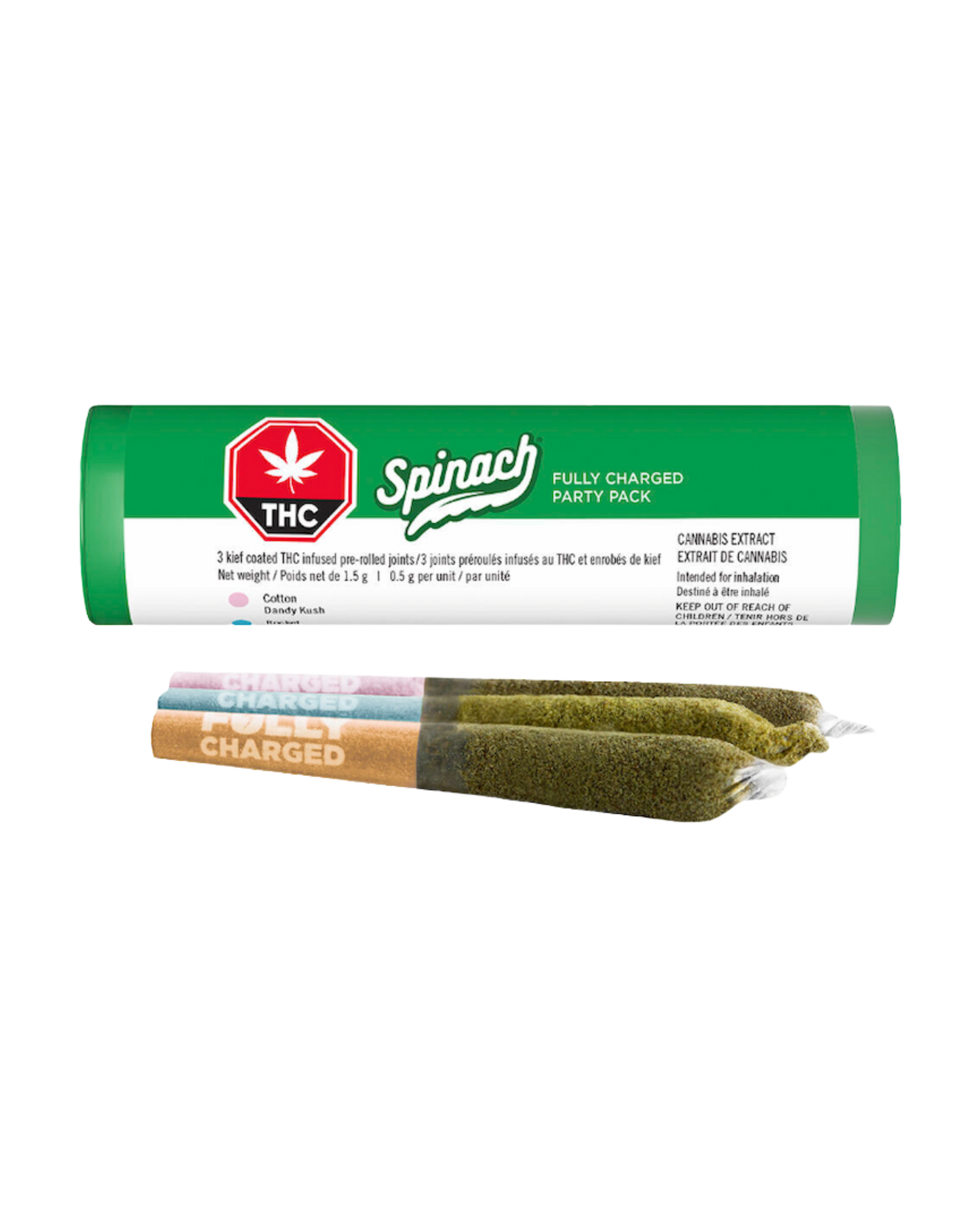 Fully Charged Party Pack Distillate and Kief Coated By Spinach