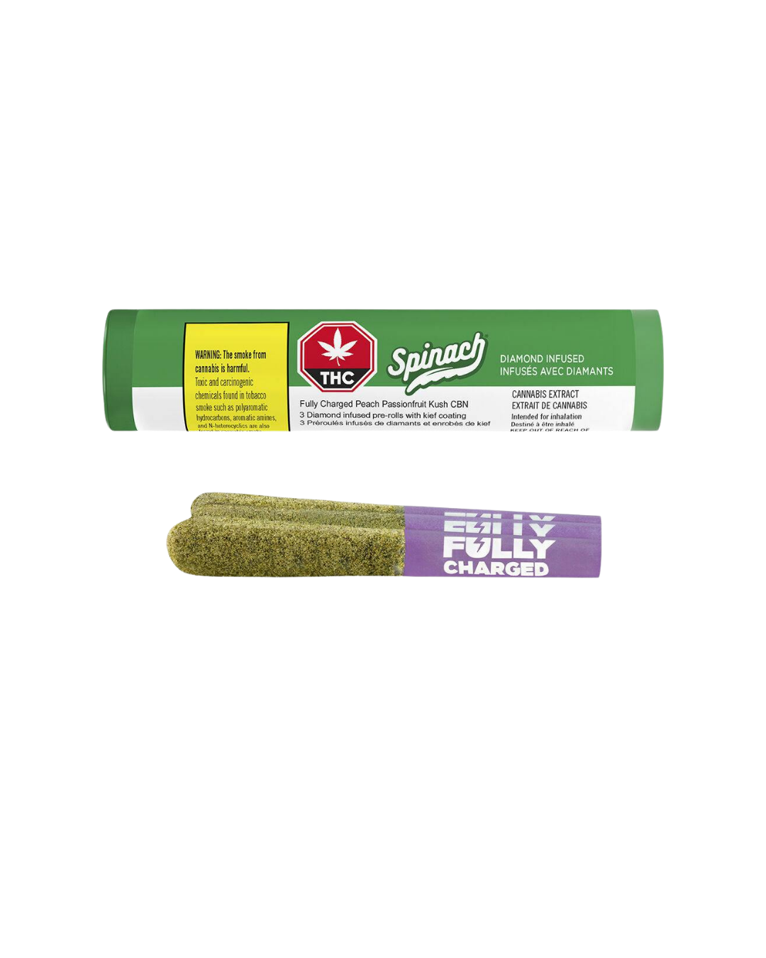 Fully Charged Peach Passionfruit Kush CBN Diamonds and Kief Coated By Spinach