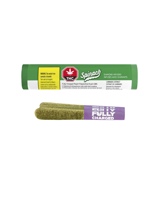 Fully Charged Peach Passionfruit Kush CBN Diamonds and Kief Coated By Spinach